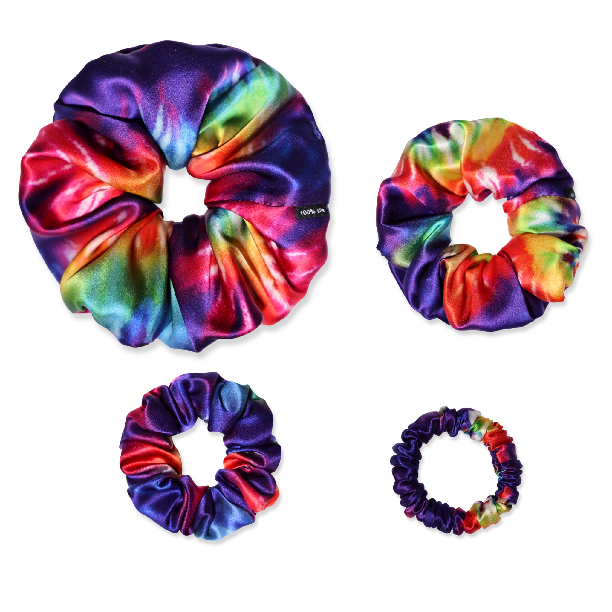 NOCHKA Tie Dye Print of Silk Scrunchies – Ultra Thin, Skinny, Regular & Jumbo - NOCHKA