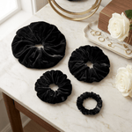 NOCHKA Velvet Silk Scrunchies – Ultra Thin, Skinny, Regular & Jumbo Hair Ties – Soft Luxury Black Scrunchies for All Hair Types - NOCHKA
