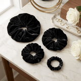 NOCHKA Velvet Silk Scrunchies – Ultra Thin, Skinny, Regular & Jumbo Hair Ties – Soft Luxury Black Scrunchies for All Hair Types - NOCHKA
