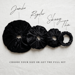 NOCHKA Velvet Silk Scrunchies – Ultra Thin, Skinny, Regular & Jumbo Hair Ties – Soft Luxury Black Scrunchies for All Hair Types - NOCHKA
