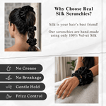 NOCHKA Velvet Silk Scrunchies – Ultra Thin, Skinny, Regular & Jumbo Hair Ties – Soft Luxury Black Scrunchies for All Hair Types - NOCHKA
