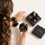 NOCHKA Wild Rose Print of Silk Scrunchies – Ultra Thin, Skinny, Regular & Jumbo - NOCHKA
