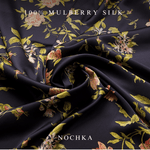 NOCHKA Wild Rose Print of Silk Scrunchies – Ultra Thin, Skinny, Regular & Jumbo - NOCHKA
