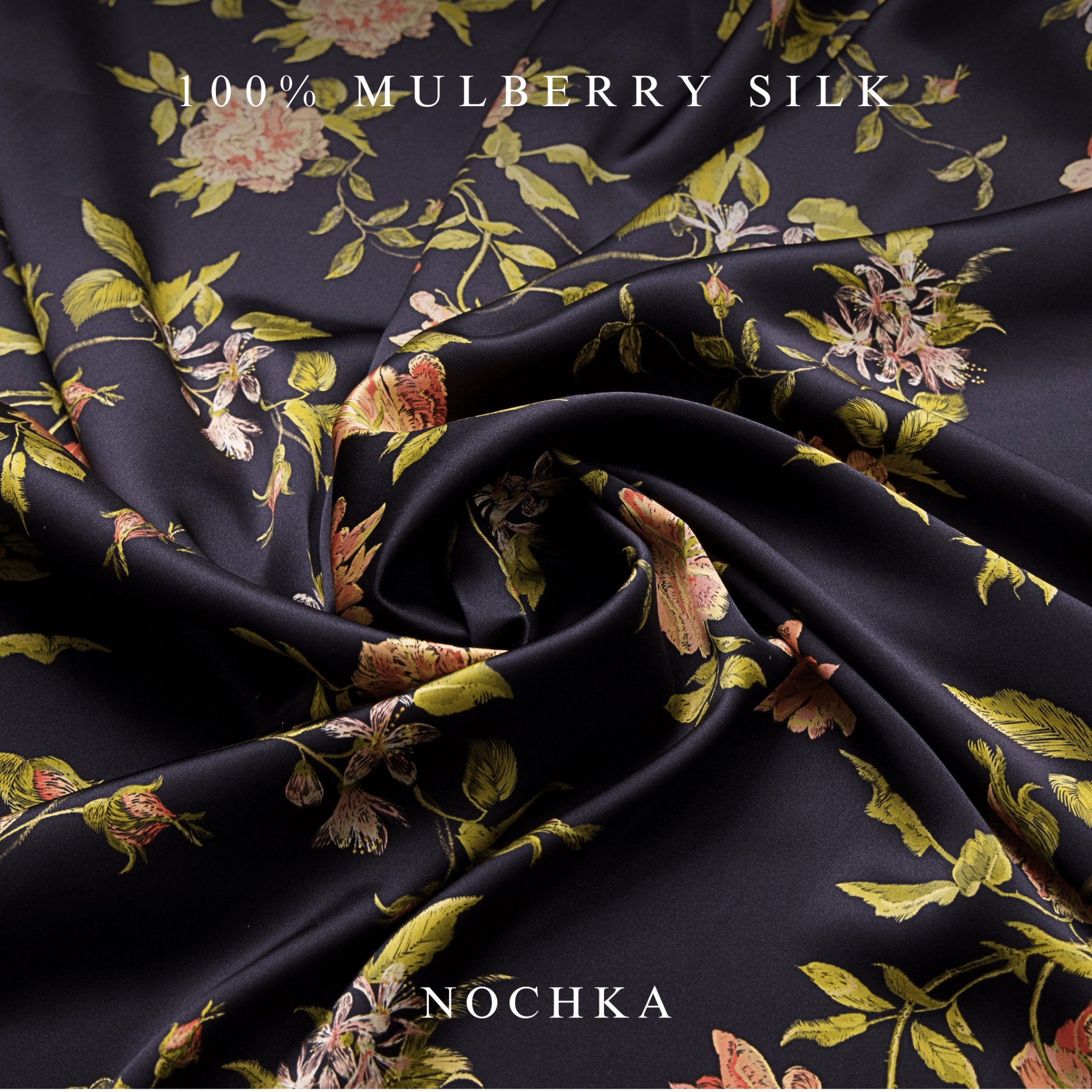 NOCHKA Wild Rose Print of Silk Scrunchies – Ultra Thin, Skinny, Regular & Jumbo - NOCHKA
