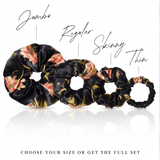 NOCHKA Wild Rose Print of Silk Scrunchies – Ultra Thin, Skinny, Regular & Jumbo - NOCHKA
