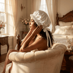 Off White Reversible Bonnet with Thin Ties - NOCHKA
