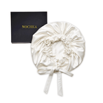 Off White Reversible Bonnet with Thin Ties - NOCHKA

