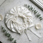 Off White Reversible Bonnet with Thin Ties - NOCHKA
