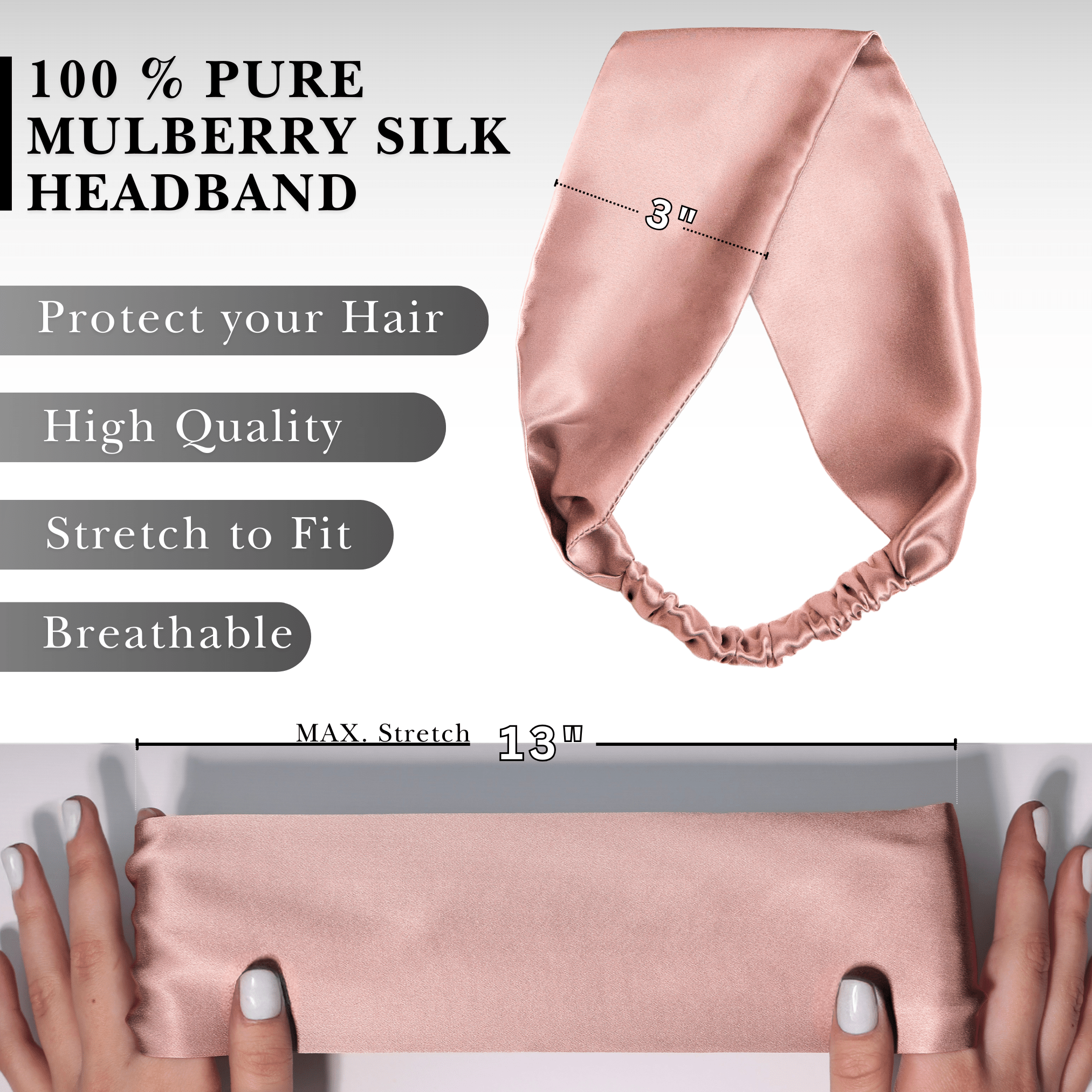 Old Rose Pure Silk Headband - NOCHKA
