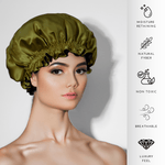 Olive & Black Pure Mulberry Silk Bonnet – Reversible & Durable - NOCHKA
