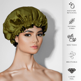 Olive & Black Pure Mulberry Silk Bonnet – Reversible & Durable - NOCHKA
