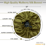 Olive & Black Pure Mulberry Silk Bonnet – Reversible & Durable - NOCHKA

