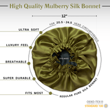 Olive & Black Pure Mulberry Silk Bonnet – Reversible & Durable - NOCHKA
