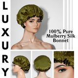 Olive & Black Pure Mulberry Silk Bonnet – Reversible & Durable - NOCHKA
