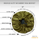 Olive & Black Pure Mulberry Silk Bonnet – Reversible & Durable - NOCHKA

