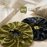Olive & Black Pure Mulberry Silk Bonnet – Reversible & Durable - NOCHKA
