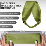 Olive Pure Silk Headband - NOCHKA
