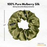 Olive Skinny Scrunchie – 100% Pure Mulberry Silk, Perfect for All Hair Types - NOCHKA
