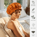 Orange & Black Pure Mulberry Silk Bonnet – Reversible & Durable - NOCHKA
