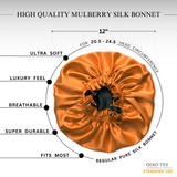 Orange & Black Pure Mulberry Silk Bonnet – Reversible & Durable - NOCHKA
