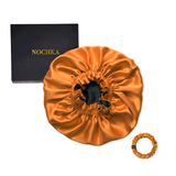 Orange & Black Pure Mulberry Silk Bonnet – Reversible & Durable - NOCHKA
