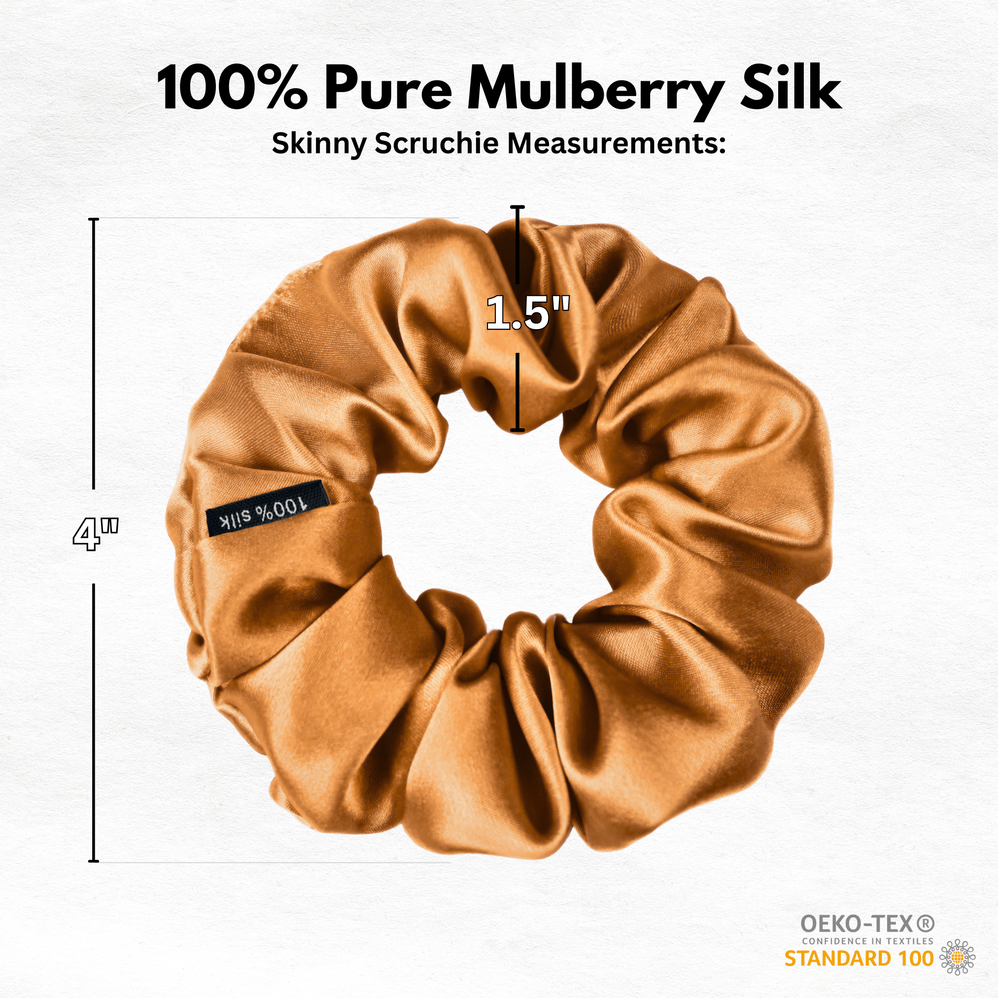 Orange Skinny Scrunchie – 100% Pure Mulberry Silk, Perfect for All Hair Types - NOCHKA

