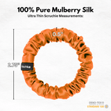 Orange Ultra Skinny Scrunchie – 100% Pure Mulberry Silk, Perfect for All Hair Types - NOCHKA
