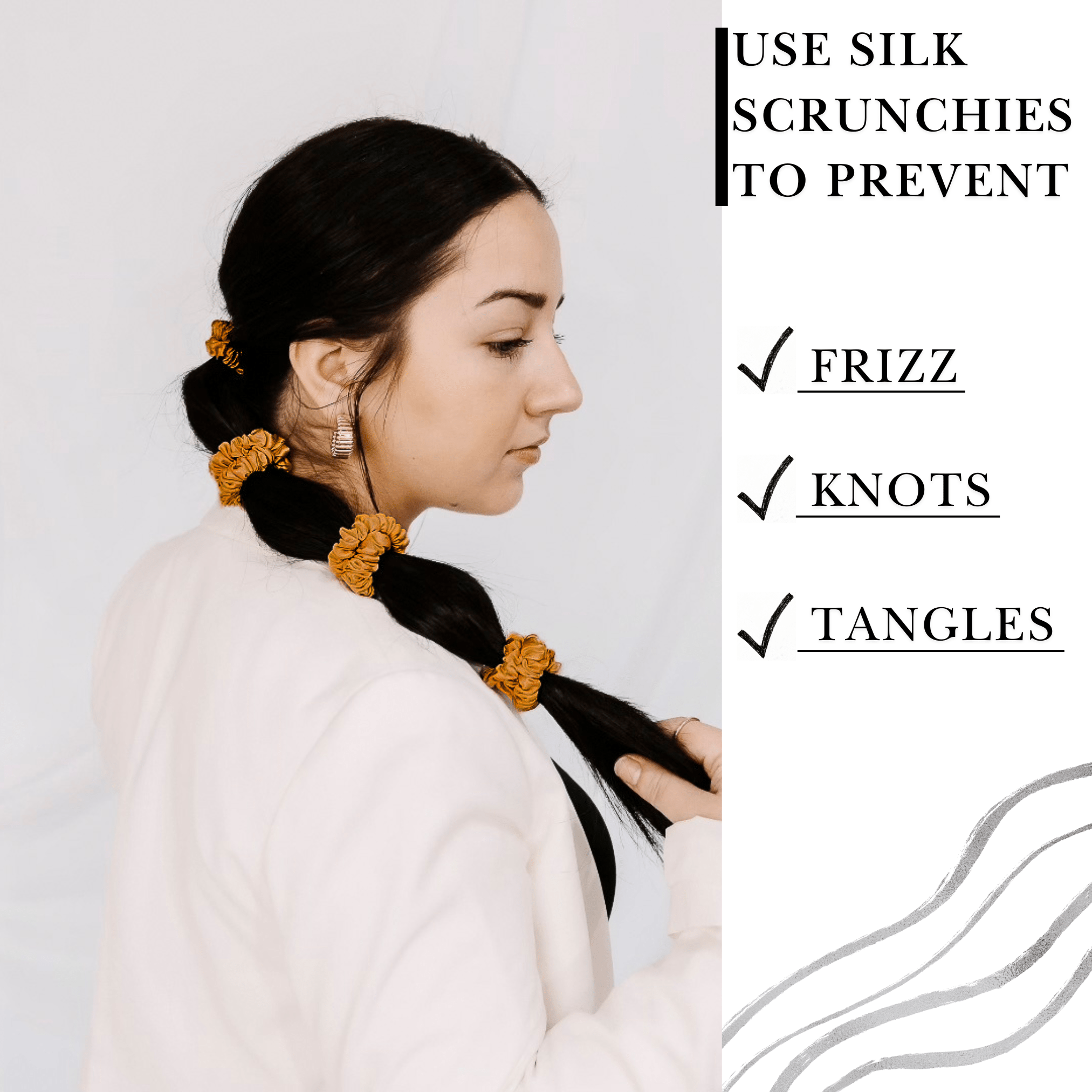 Orange Ultra - Skinny Silk Scrunchies (Set of 5) - NOCHKA

