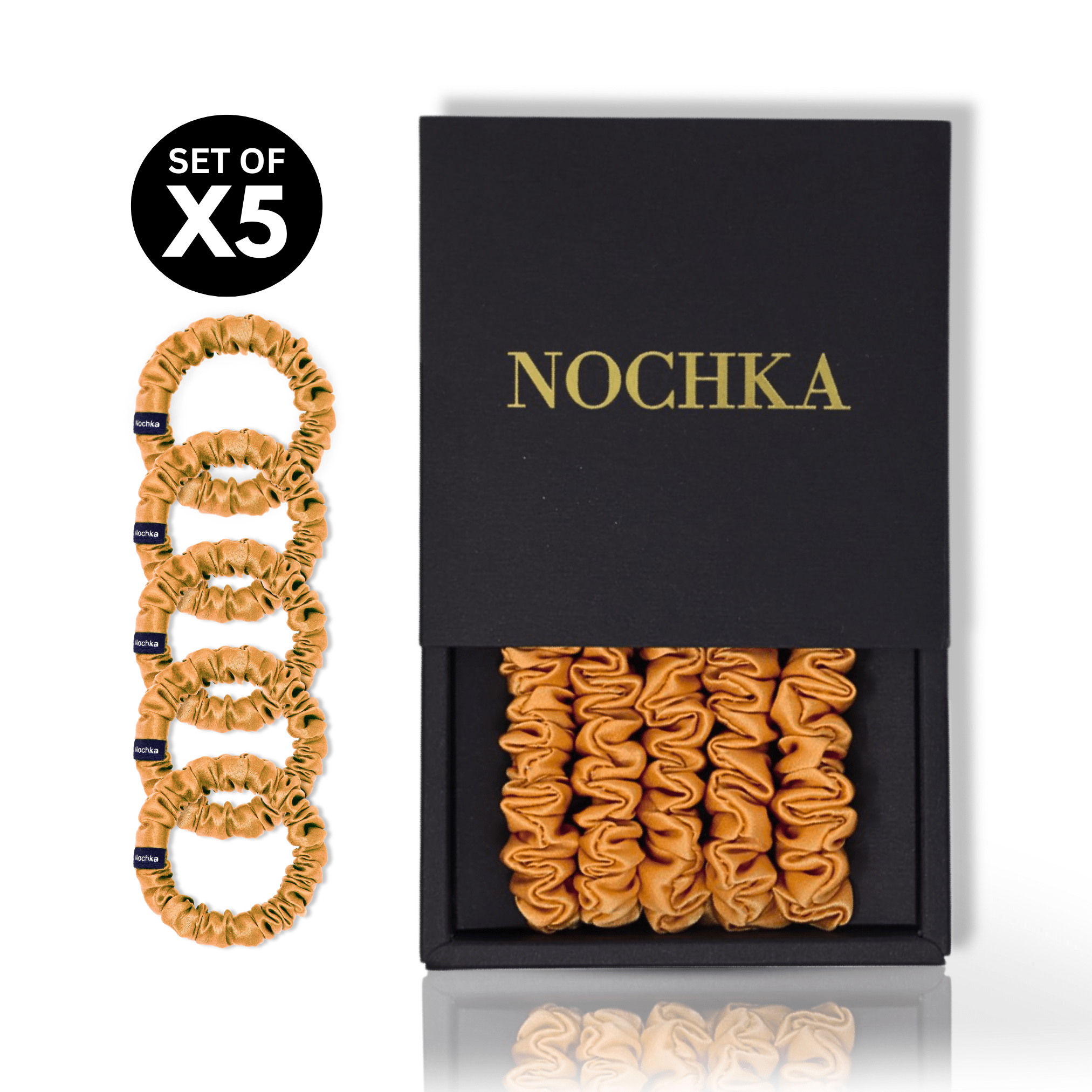 Orange Ultra - Skinny Silk Scrunchies (Set of 5) - NOCHKA
