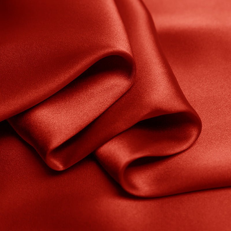 Paprika Color 100% Pure Mulberry Silk Fabric 19mm 44" Width Pre - Cut Silk Fabric - NOCHKA
