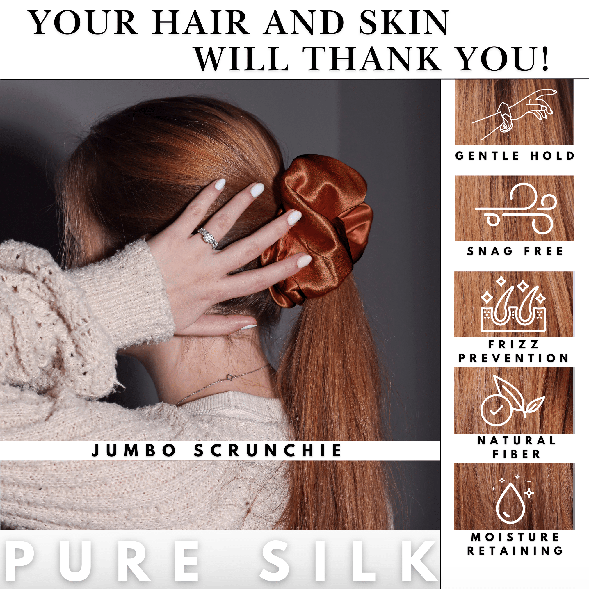 Paprika Jumbo Scrunchie – 100% Pure Mulberry Silk, Perfect for All Hair Types - NOCHKA
