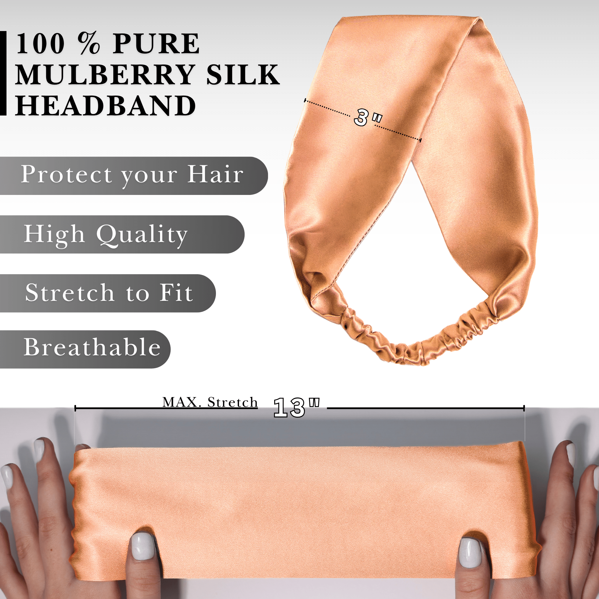 Peach Pure Silk Headband - NOCHKA
