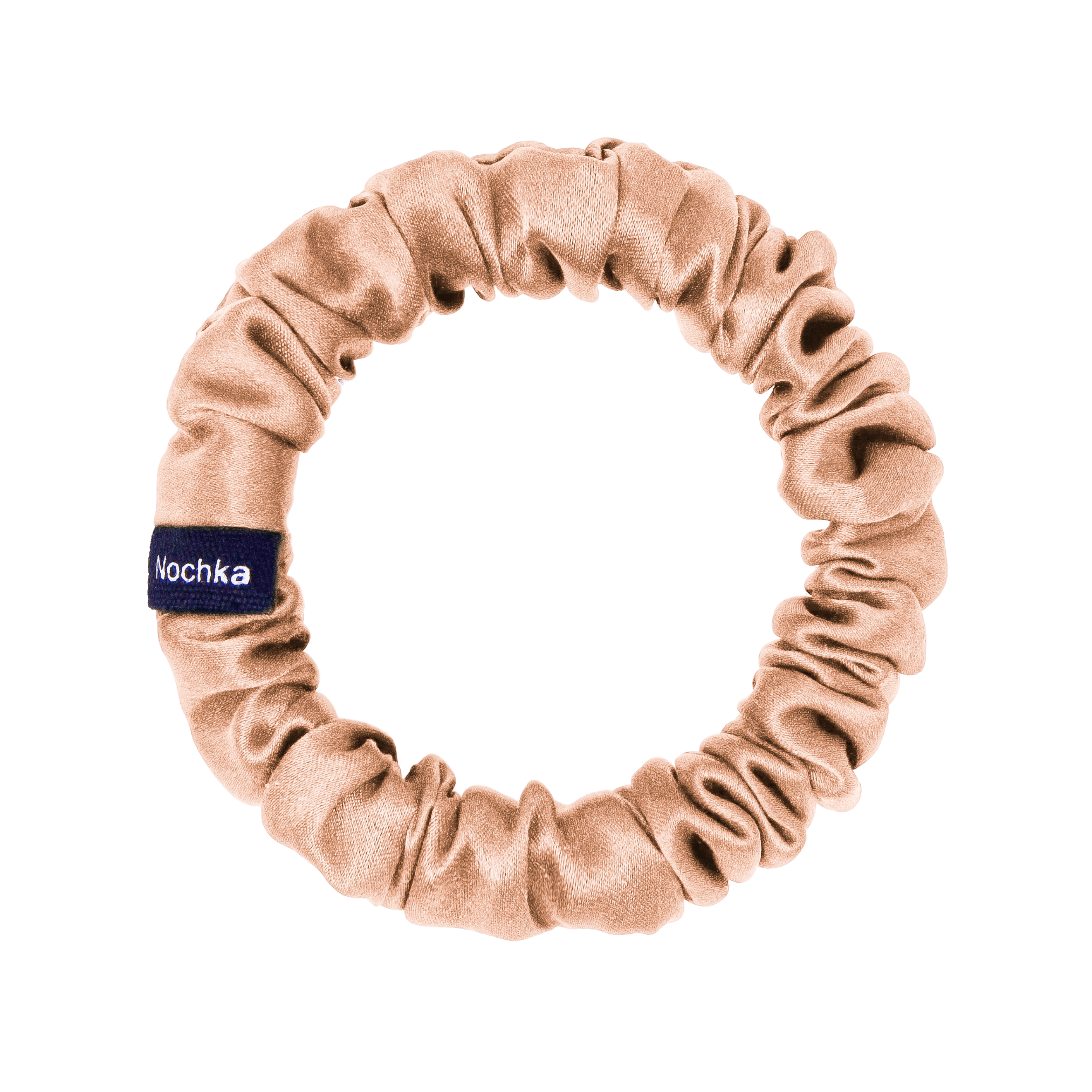 Peach Ultra Skinny Scrunchie – 100% Pure Mulberry Silk, Perfect for All Hair Types - NOCHKA
