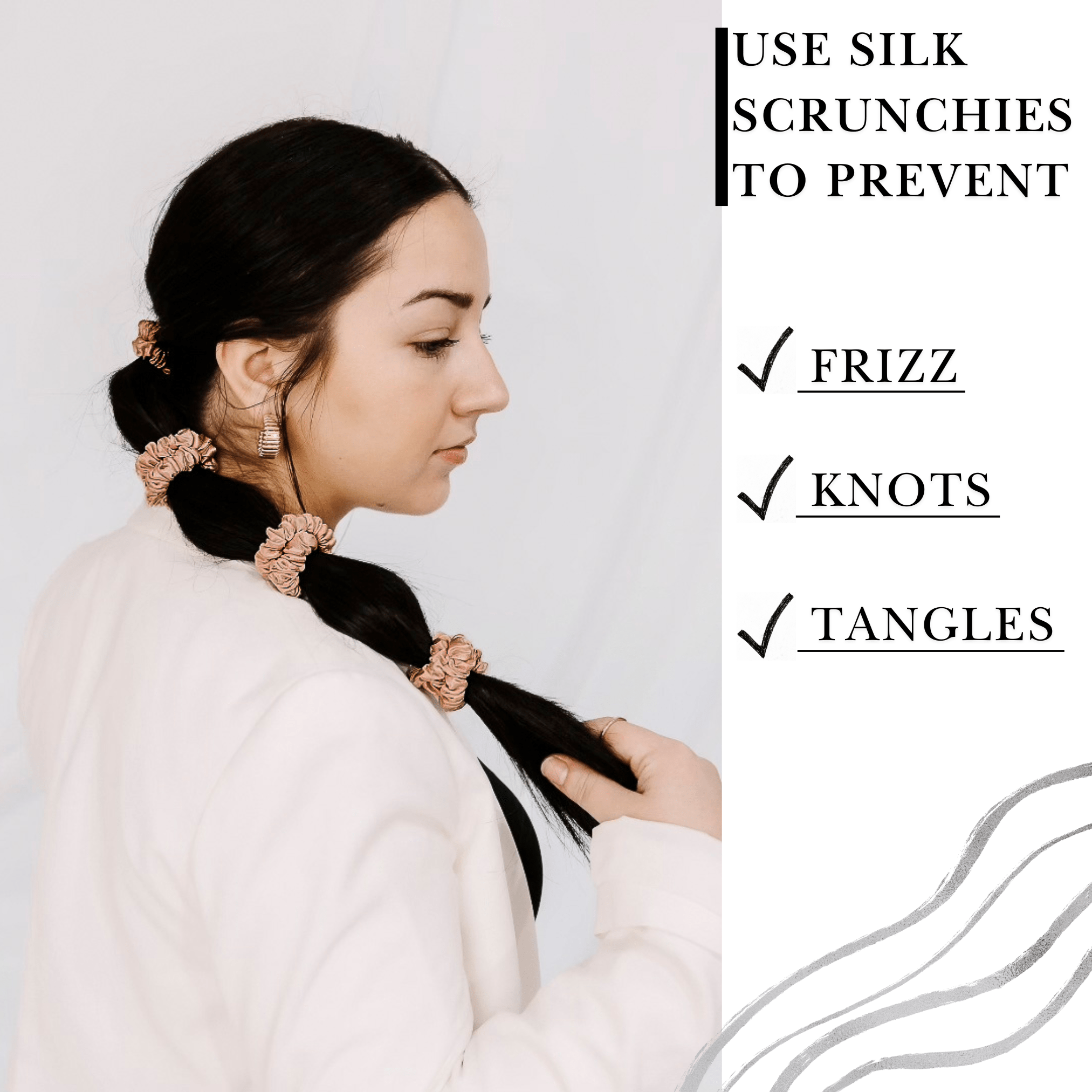 Peach Ultra - Skinny Silk Scrunchies (Set of 5) - NOCHKA
