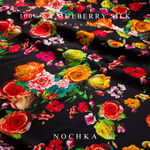 Peonies on Black Pure Mulberry Silk Bonnet – Reversible & Durable - NOCHKA
