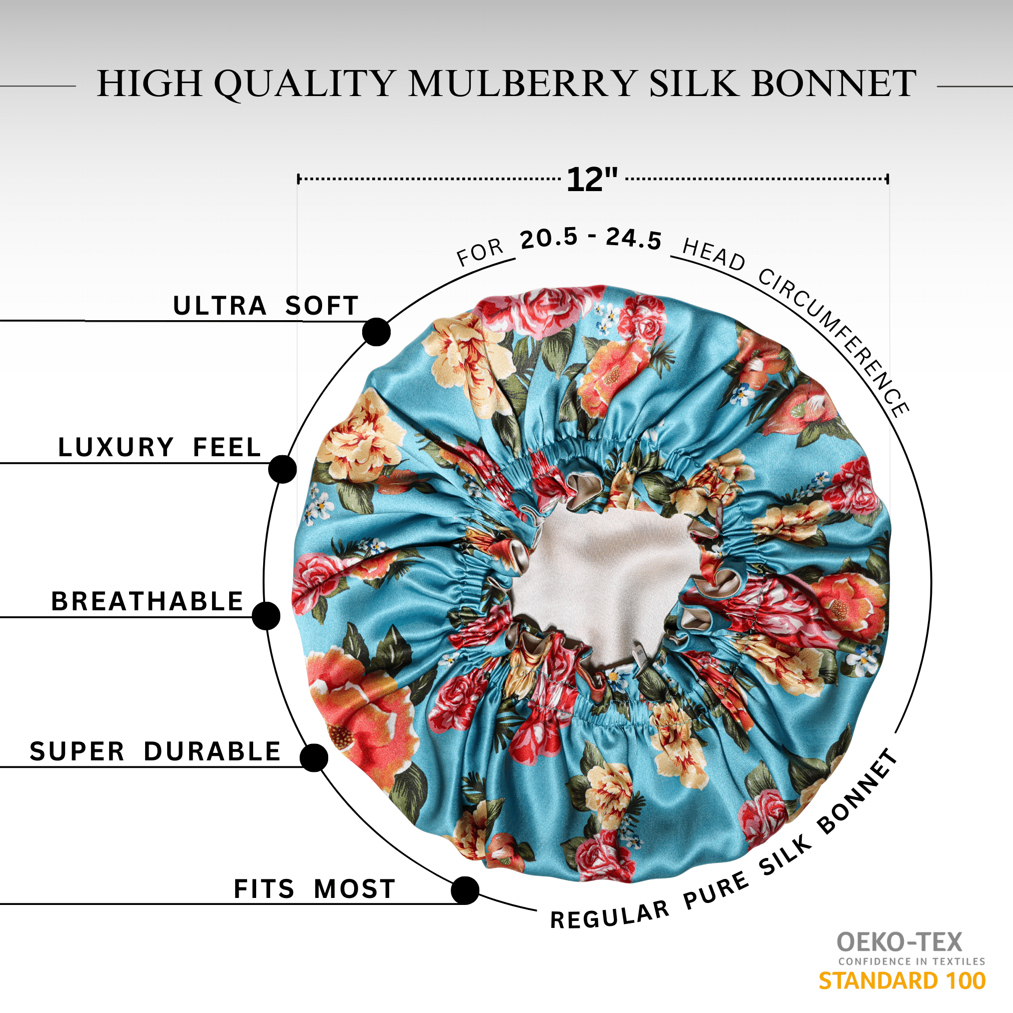 Peony Pure Mulberry Silk Bonnet – Reversible & Durable - NOCHKA
