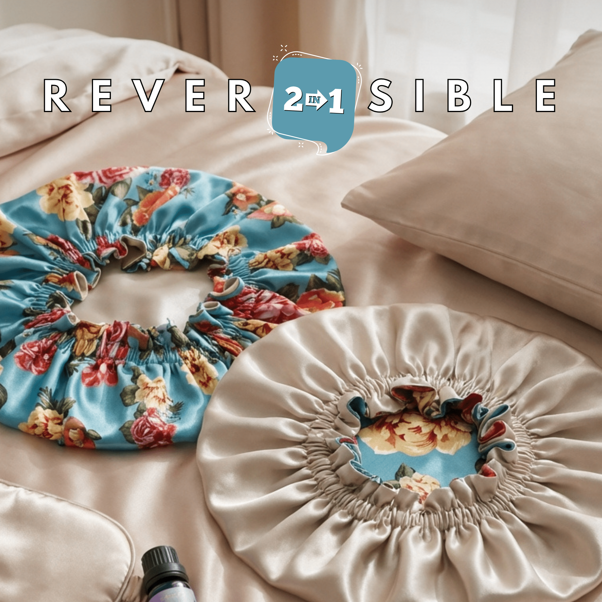 Peony Pure Mulberry Silk Bonnet – Reversible & Durable - NOCHKA
