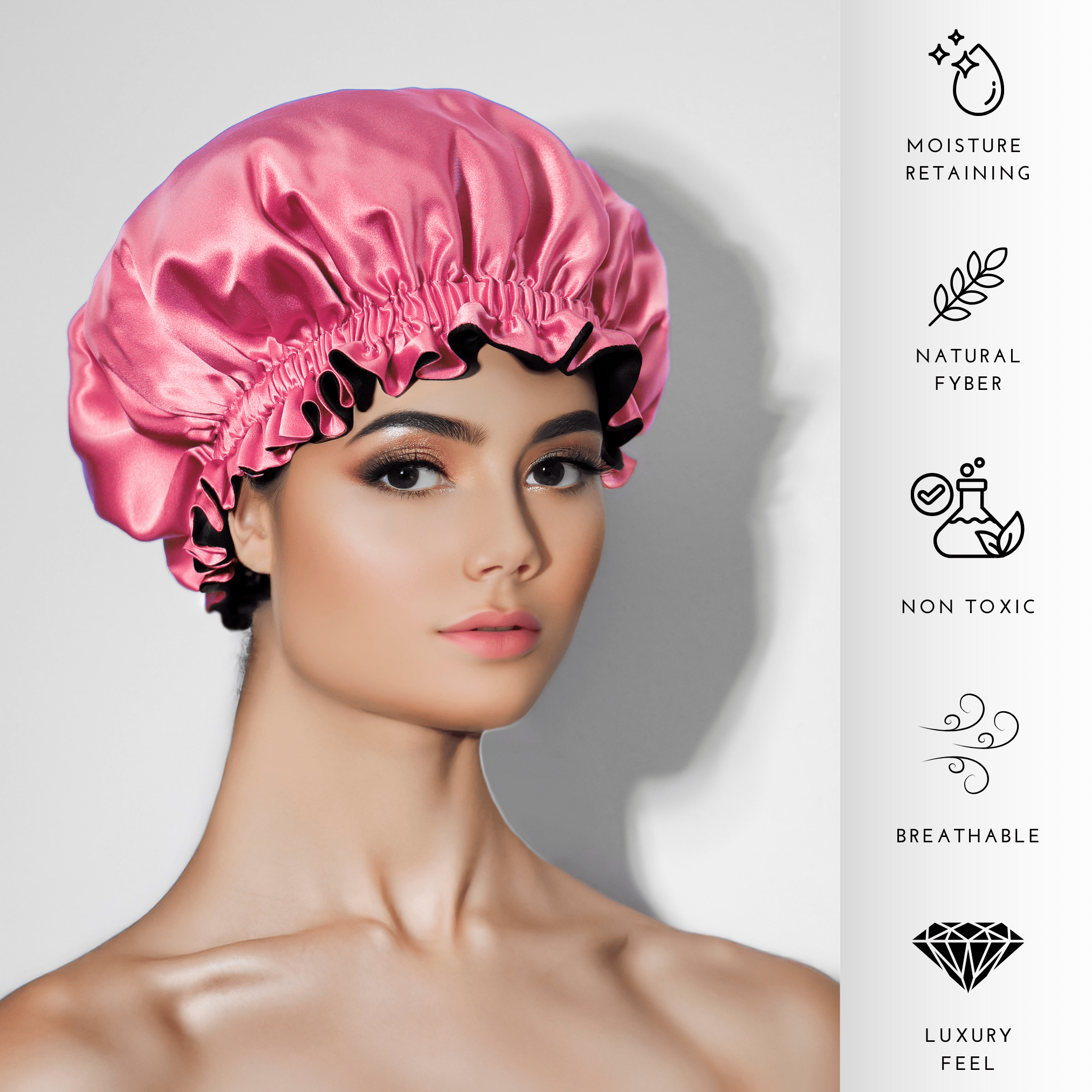 Pink & Black Pure Mulberry Silk Bonnet – Reversible & Durable - NOCHKA
