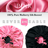 Pink & Black Pure Mulberry Silk Bonnet – Reversible & Durable - NOCHKA
