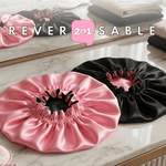 Pink & Black Pure Mulberry Silk Bonnet – Reversible & Durable - NOCHKA

