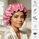 Pink & Black Pure Mulberry Silk Bonnet – Reversible & Durable - NOCHKA
