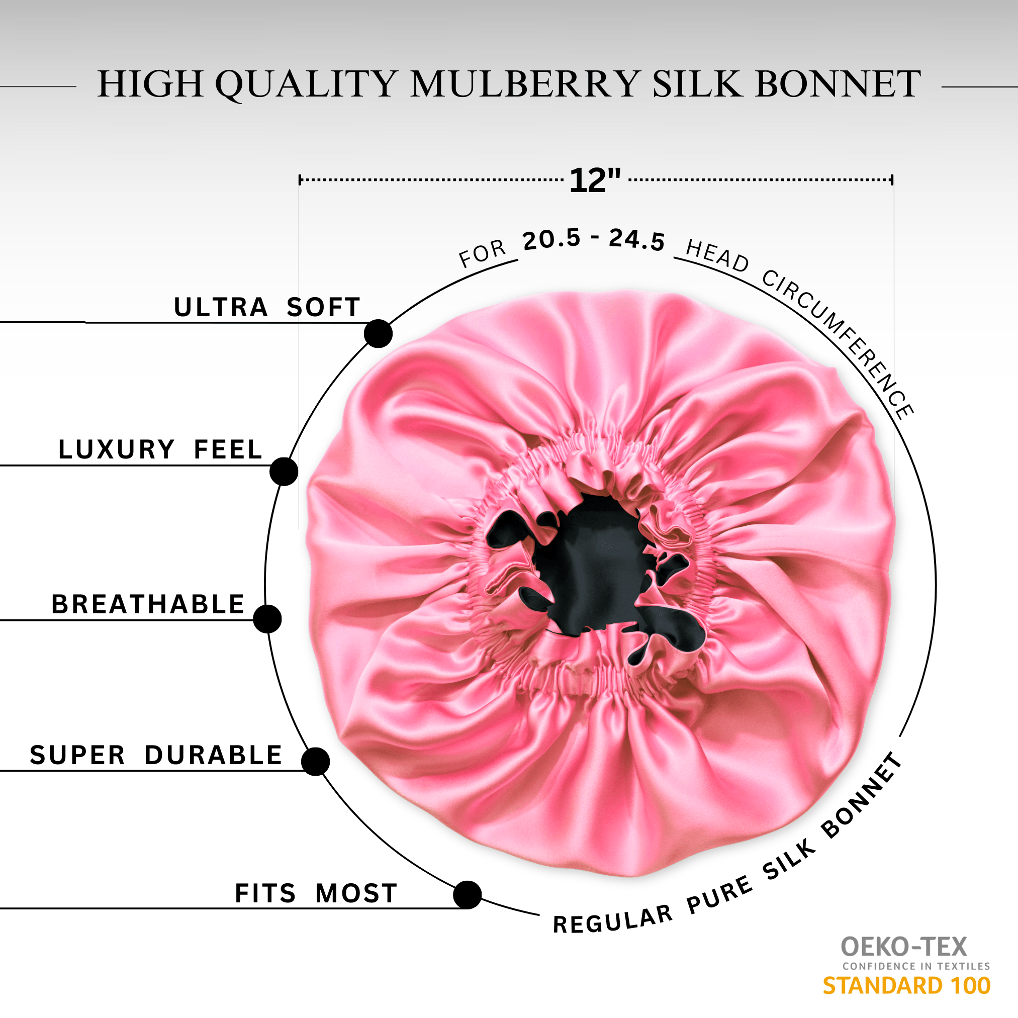 Pink & Black Pure Mulberry Silk Bonnet – Reversible & Durable - NOCHKA
