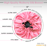 Pink & Black Pure Mulberry Silk Bonnet – Reversible & Durable - NOCHKA
