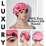 Pink & Black Pure Mulberry Silk Bonnet – Reversible & Durable - NOCHKA
