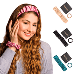 Pink Mulberry Silk Headband with Ultra Thin Scrunchie - NOCHKA
