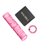 Pink Mulberry Silk Headband with Ultra Thin Scrunchie - NOCHKA

