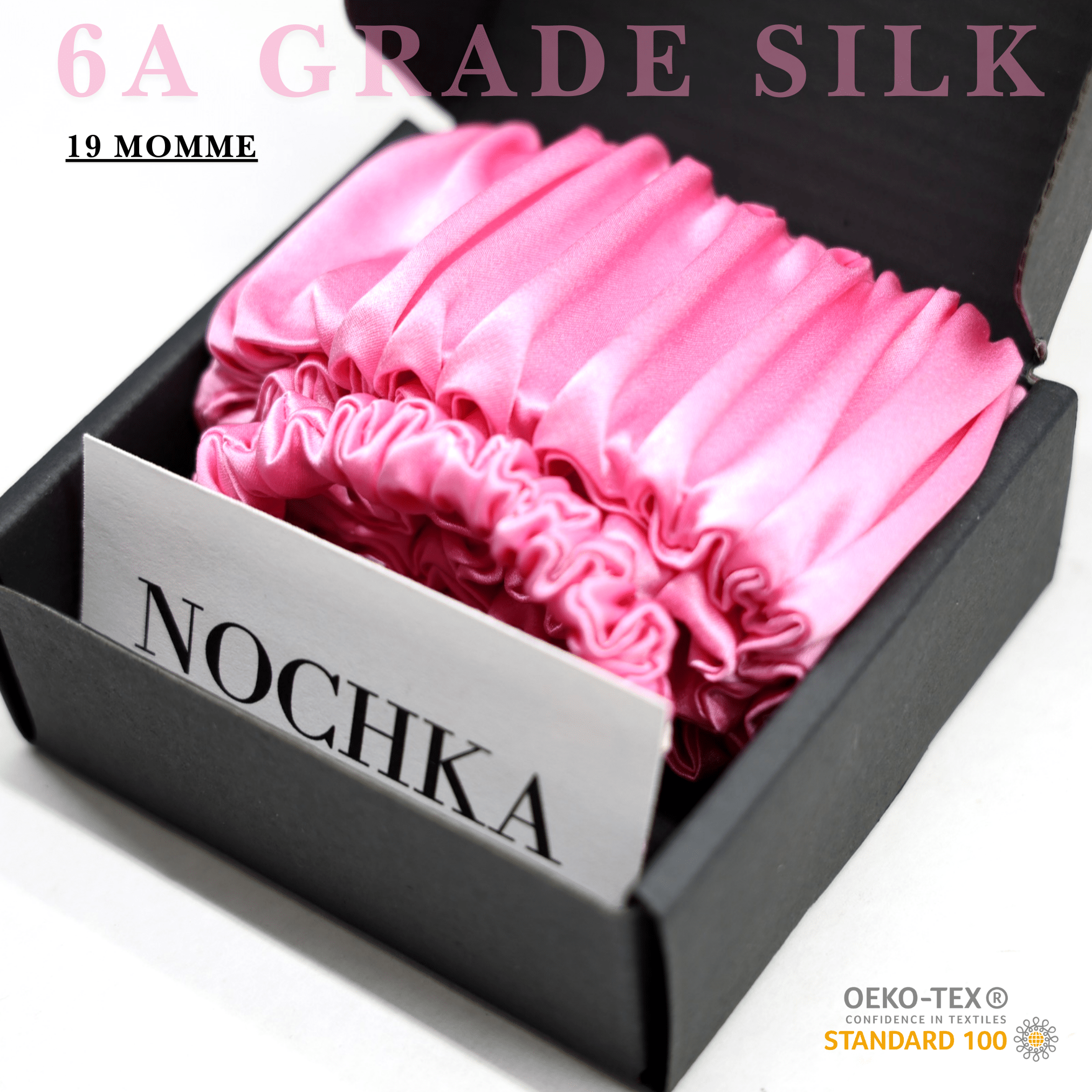 Pink Mulberry Silk Headband with Ultra Thin Scrunchie - NOCHKA
