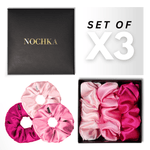 Pink Shades of 3 Regular Mulberry Silk Scrunchies | 100% Silk - NOCHKA
