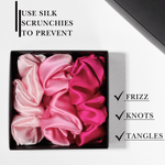 Pink Shades of 3 Regular Mulberry Silk Scrunchies | 100% Silk - NOCHKA

