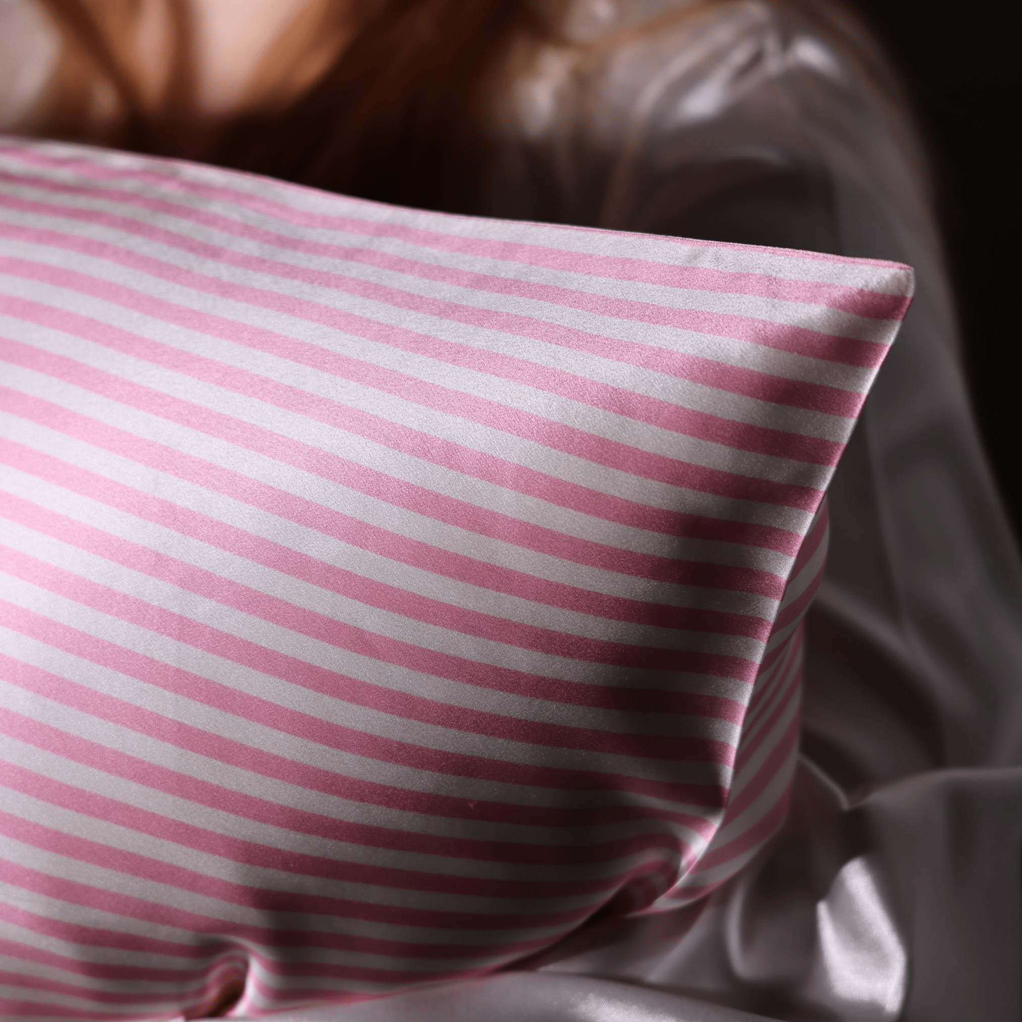 Pink Striped 100% Pure Mulberry Silk Pillowcase - Envelope - NOCHKA
